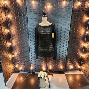 Nomads Hempwear Niobe Sweater. Black Hemp & Organic Cotton. Size L NWT